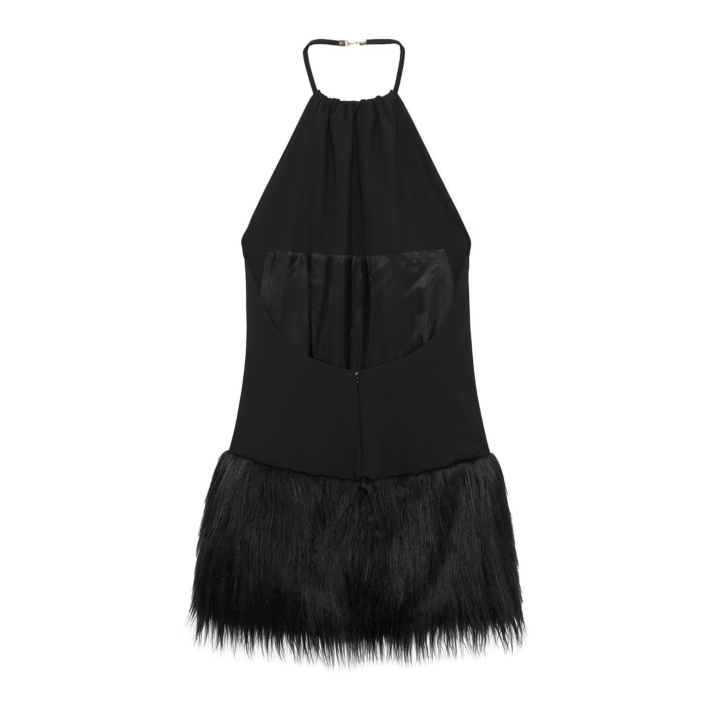 Women French Simple Fur Making Effect Dress