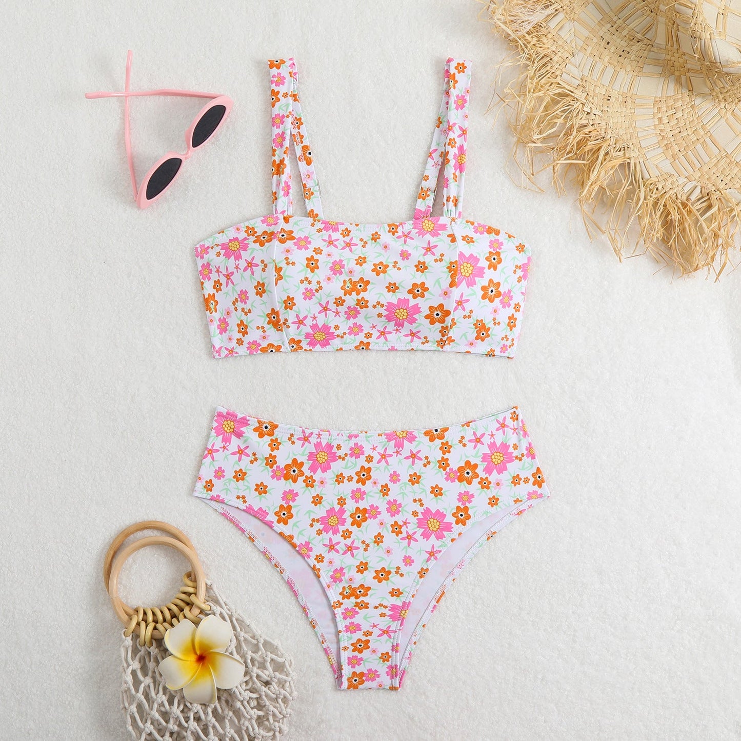 Split Swimsuit Women Floral Fresh High Elasticity Durable Swimsuit Spring Special Swimsuit