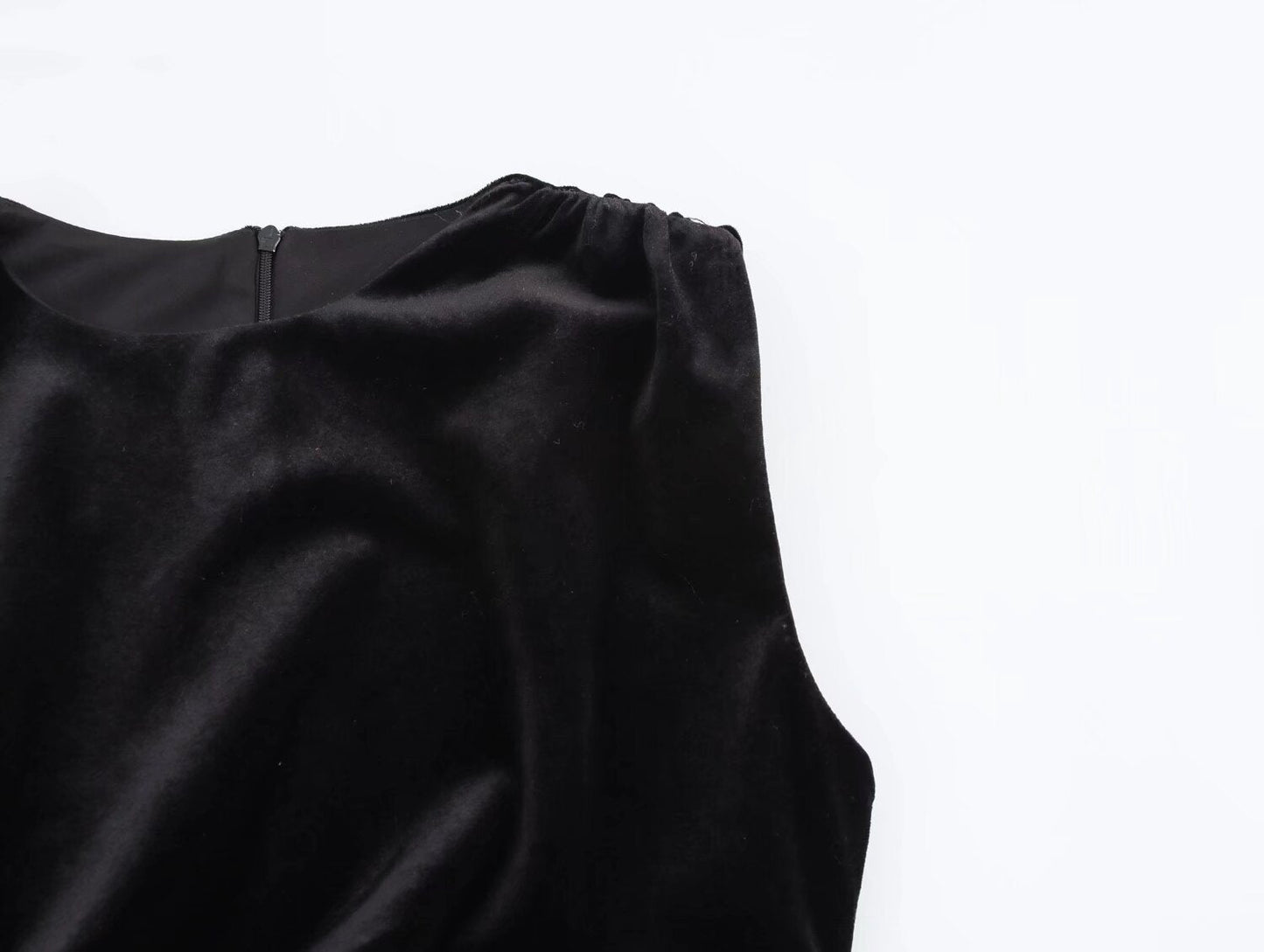 Spring Women Elegant Velvet Texture Pleated Midi Dress