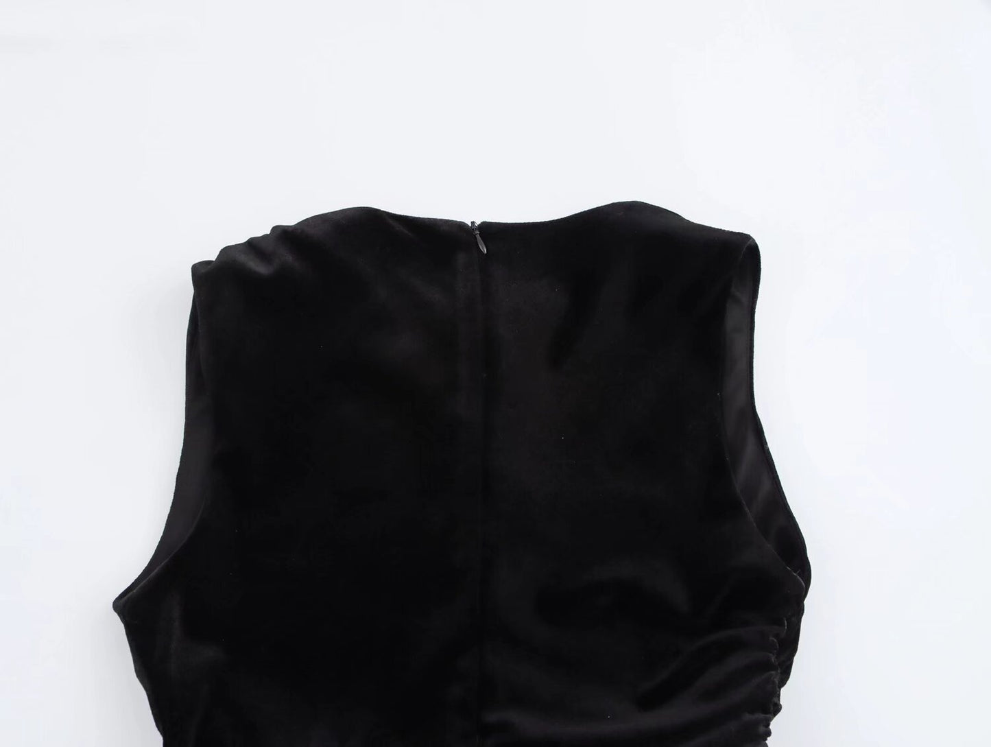 Spring Women Elegant Velvet Texture Pleated Midi Dress