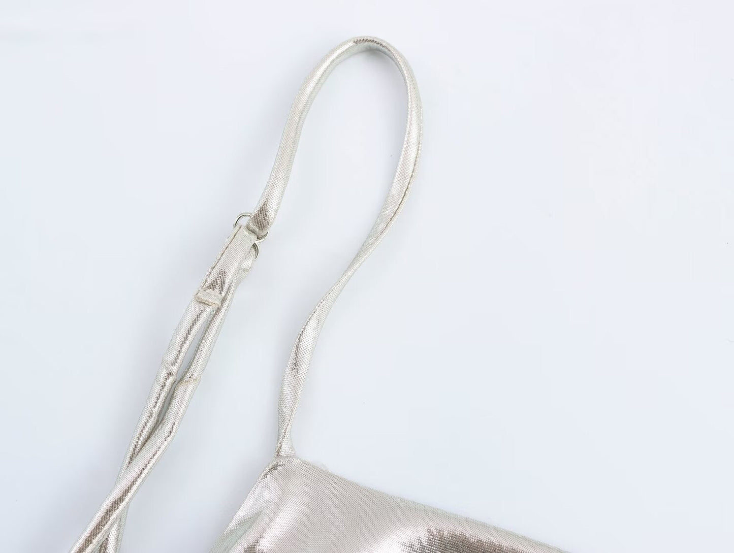 Women Clothing Metal Foil Pleated Slim Strap Dress