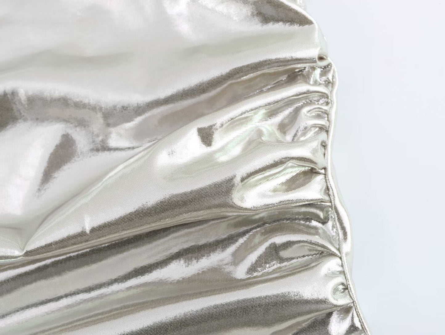Women Clothing Metal Foil Pleated Slim Strap Dress