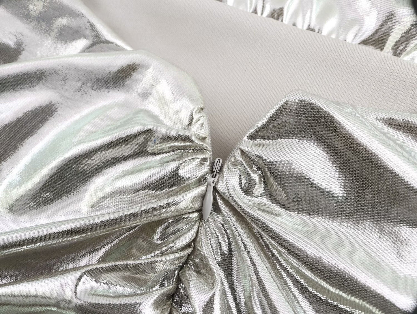 Women Clothing Metal Foil Pleated Slim Strap Dress