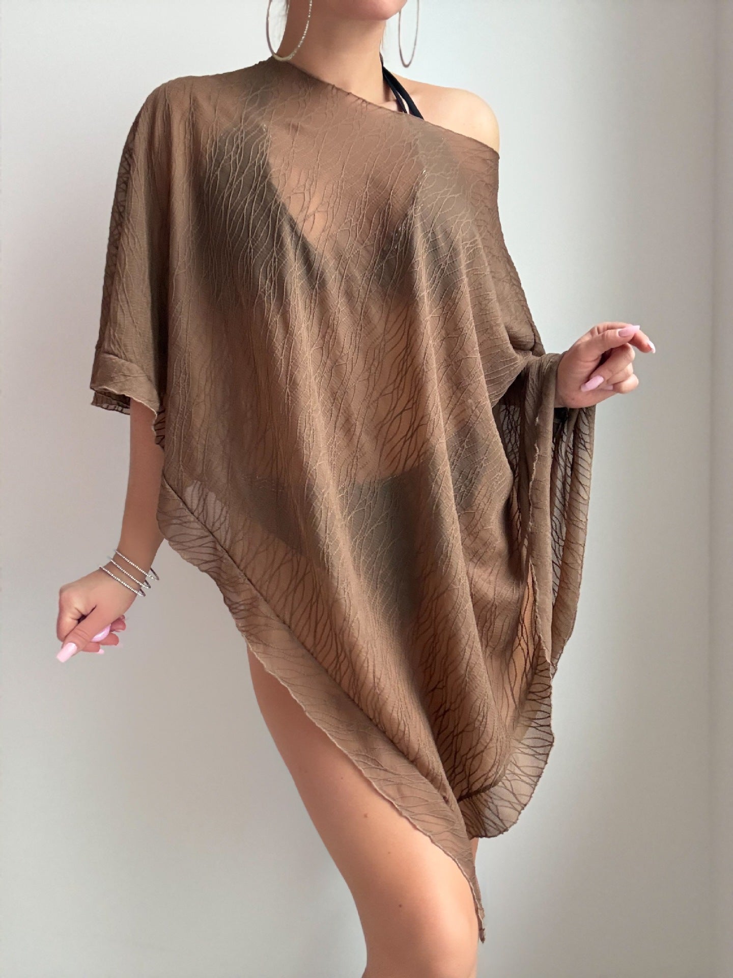 Women Solid Color Vacation Blouse Swimsuit