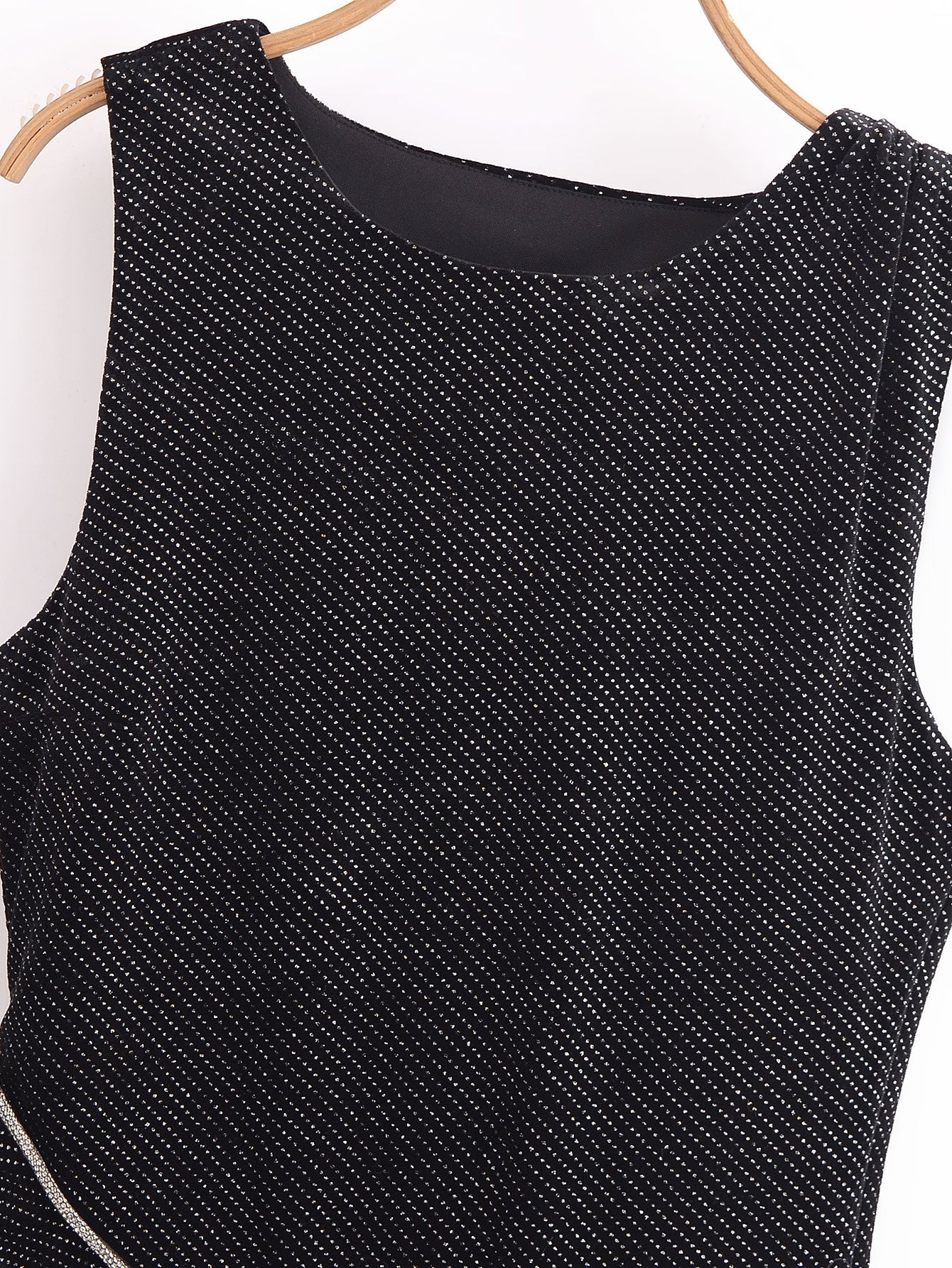 Women Clothing Elegant Slim Shiny Ornament Velvet Sleeveless Dress