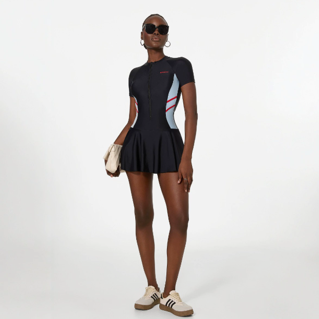 Swimsuit Ladies One Piece Long Sleeve Sun Protection Skirt Conservative plus Size Spring Swimming Pool Special Swimsuit