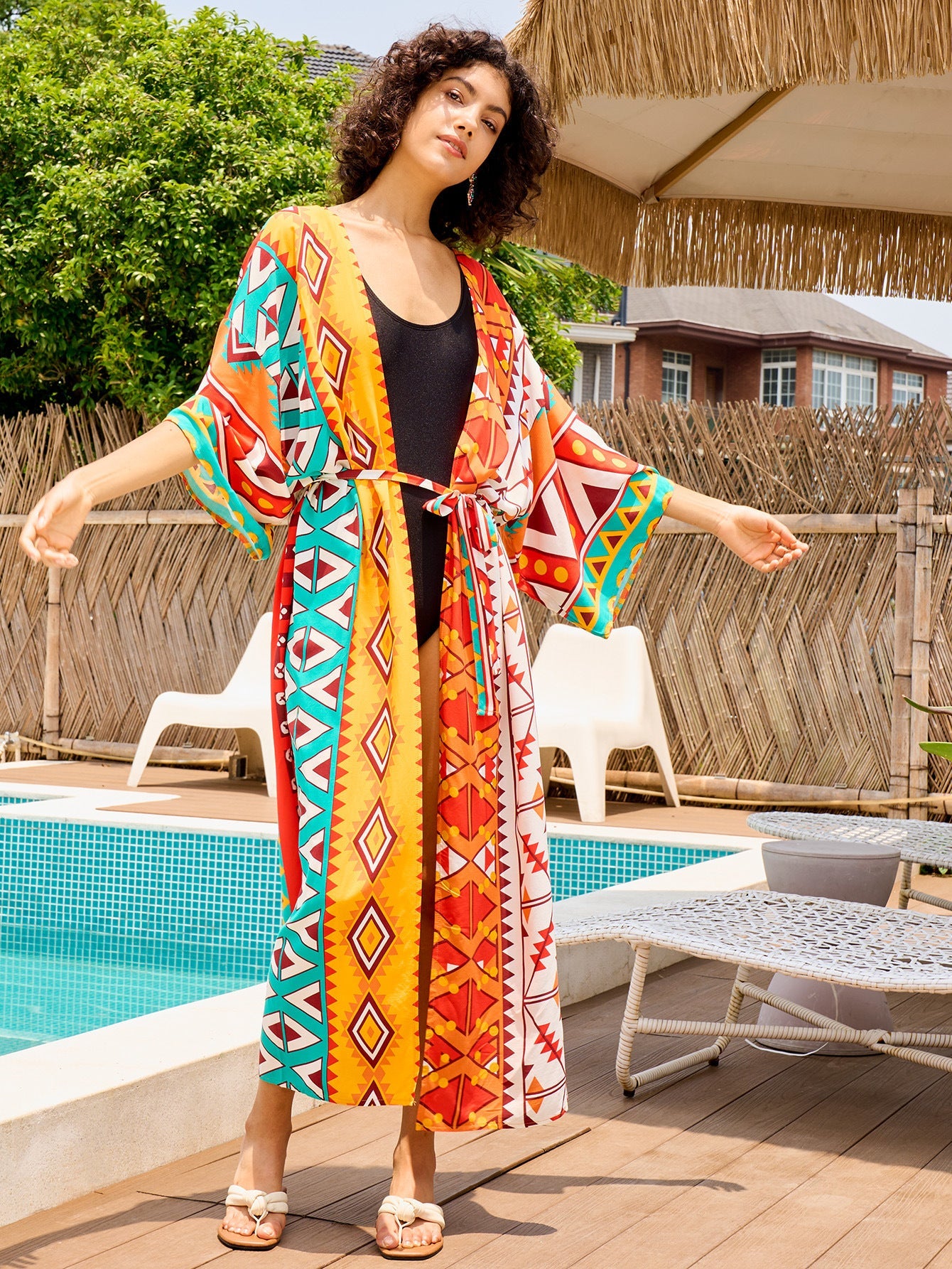Cotton Holiday Loose Sun Protection Cardigan Long Beach Jacket Bikini Cover up Swimsuit Blouse