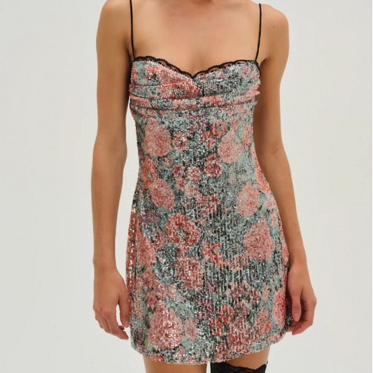 Sexy Rose Sequin Sling Dress Women Summer Girls Slim Fit Hip Wrapped Short Dress