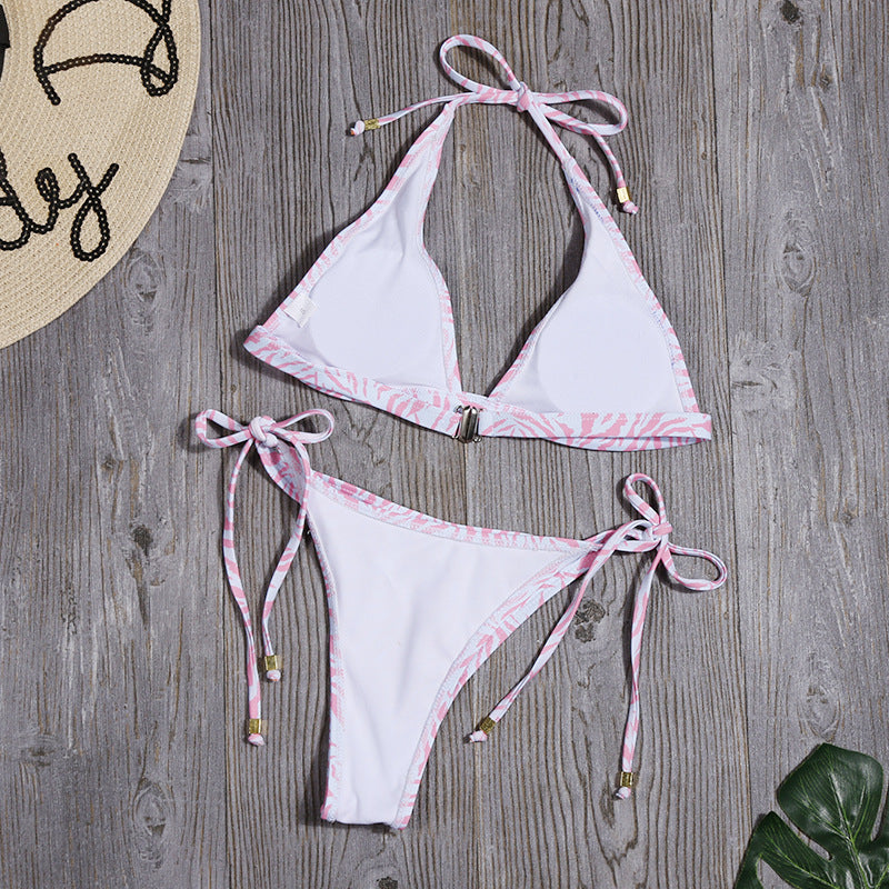 Swimwear Sexy Print Low Waist Split Swimsuit Bikini