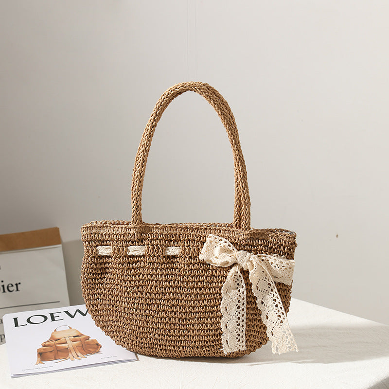 Sac à bandoulière tissé à la main en paille pour femme, idéal pour les vacances à la mer ou la plage 