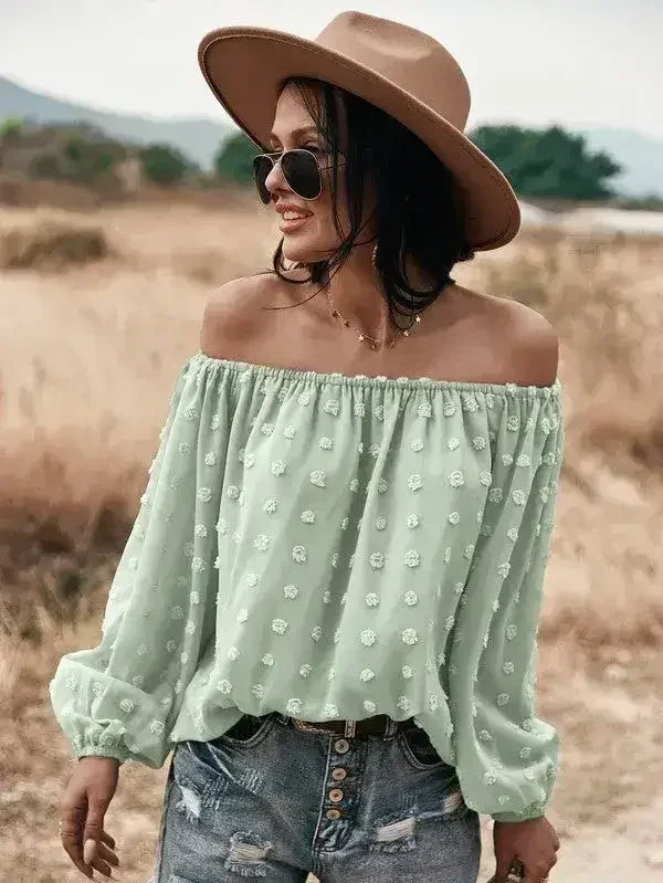 Off shoulder clip dot top for women | Femstylo