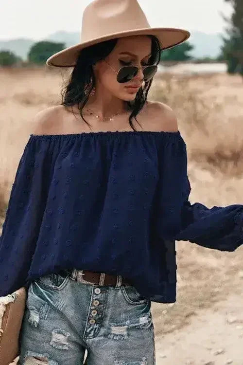 Off shoulder clip dot top for women | Femstylo