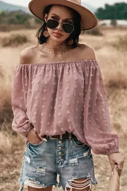 Off shoulder clip dot top for women | Femstylo