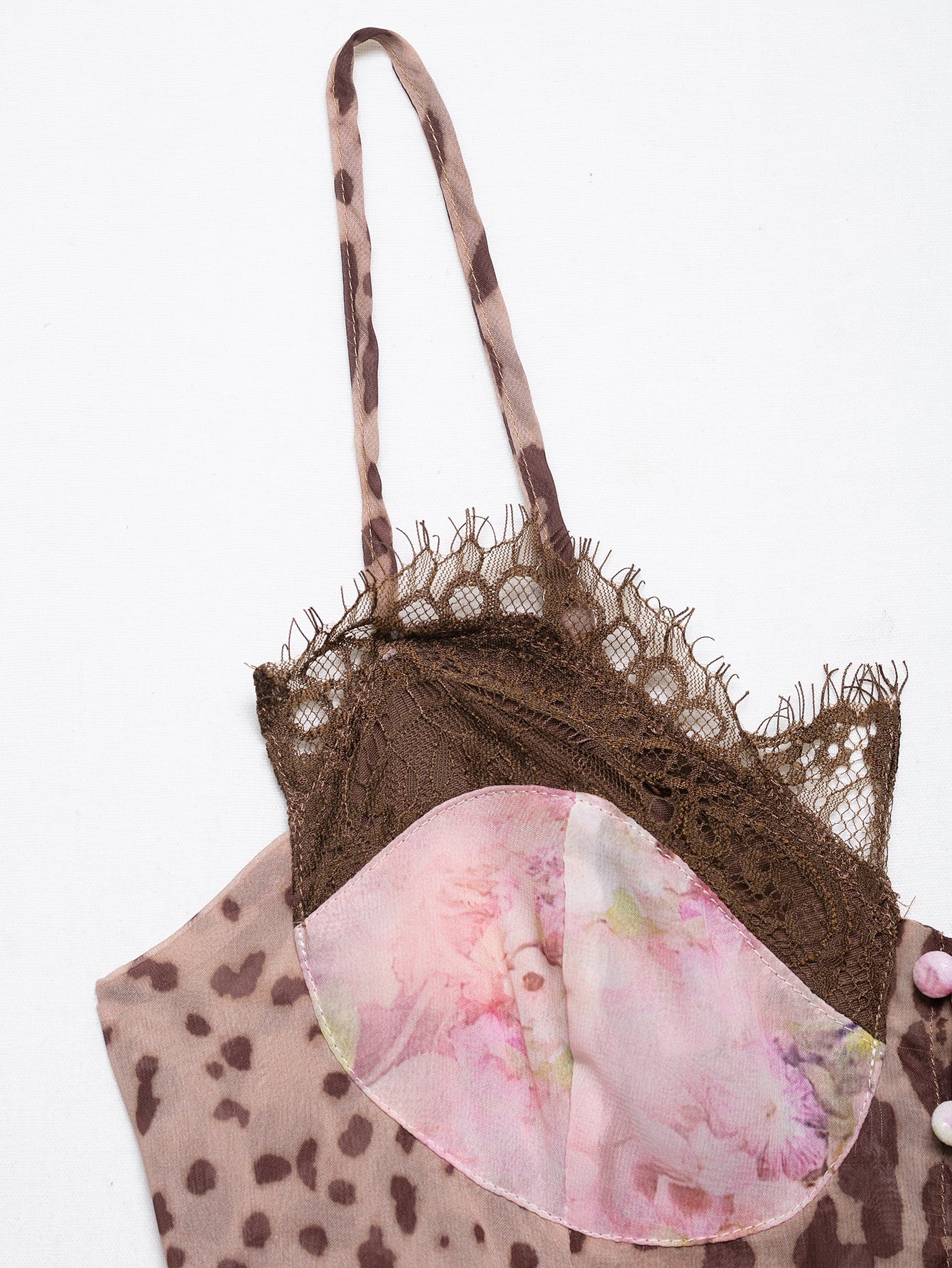 Women Clothing Color Contrast Printed Lace Slim Fit Patchwork Split Sling Dress