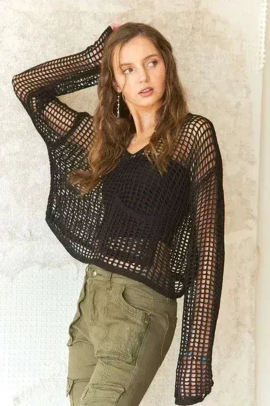 ADORA Crochet Long Sleeve Knit Top – Femstylo