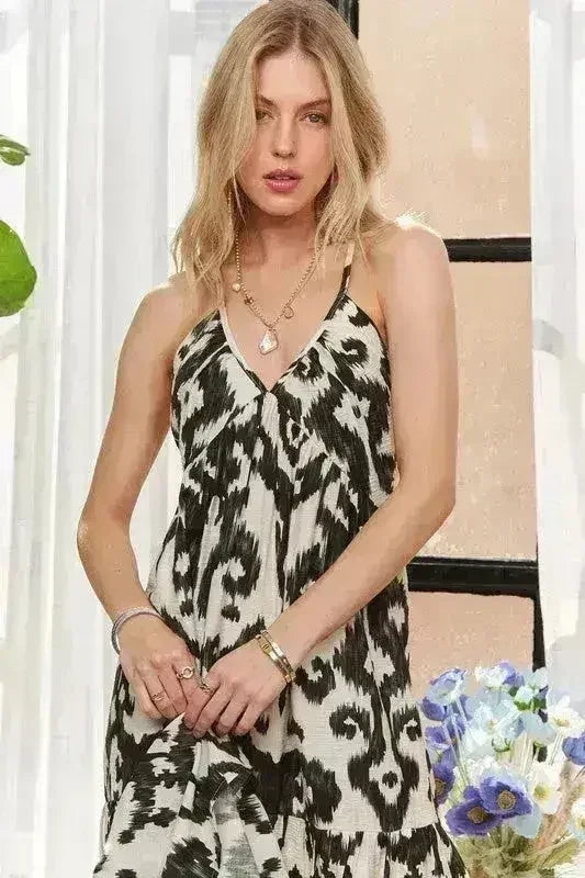 ADORA Crisscross Maxi Dress – Two-Tone V-Neck Evening Gown | Femstylo