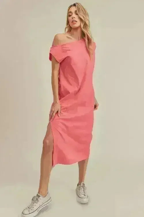 Aemi + Co Side Slit Round Neck Sleeveless Midi Dress