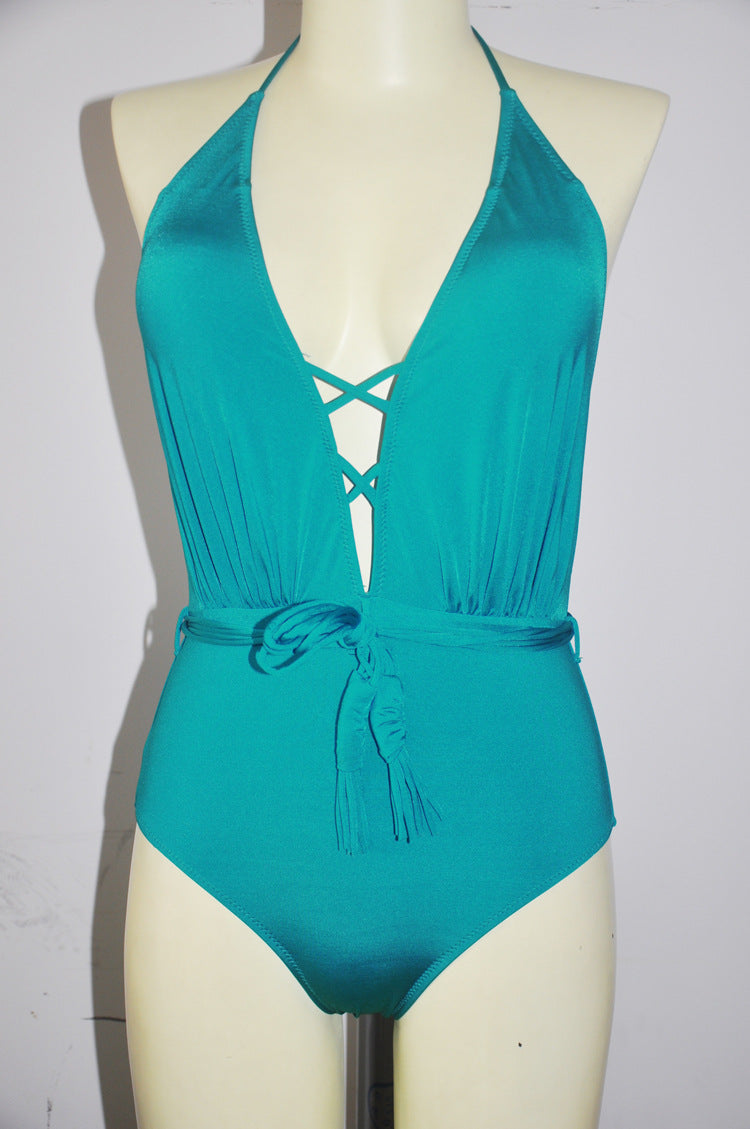 Belly Covering Gathering Swimwear Swimsuit Smart Sexy One Piece Bikini Swimsuit