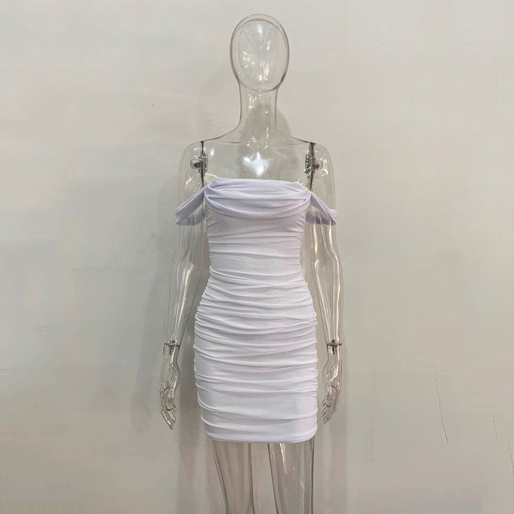 Summer New Sling off Neck Mesh Sexy Nightclub Sheath Dress
