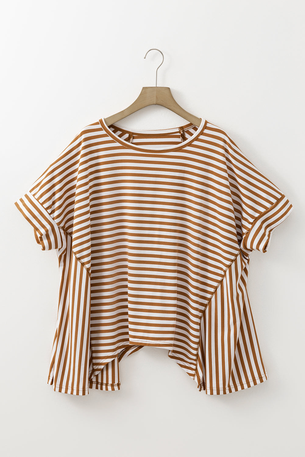 Alia Stripe Batwing Sleeve Crewneck Oversized Top