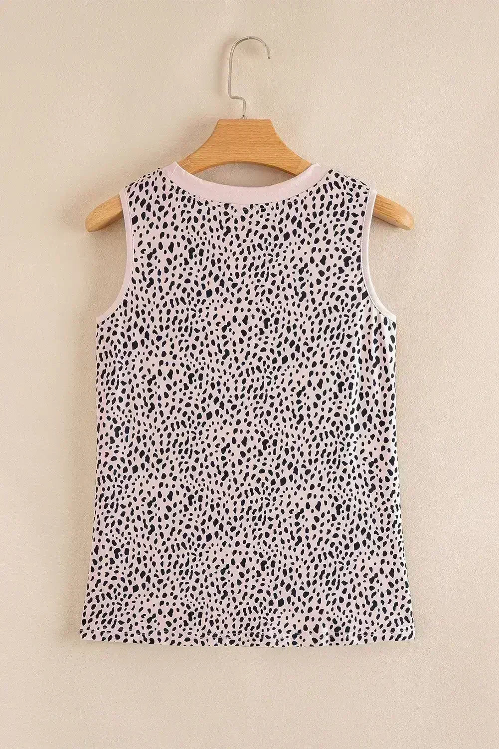 Apricot Allover Leopard Print Round Neck Tank Top