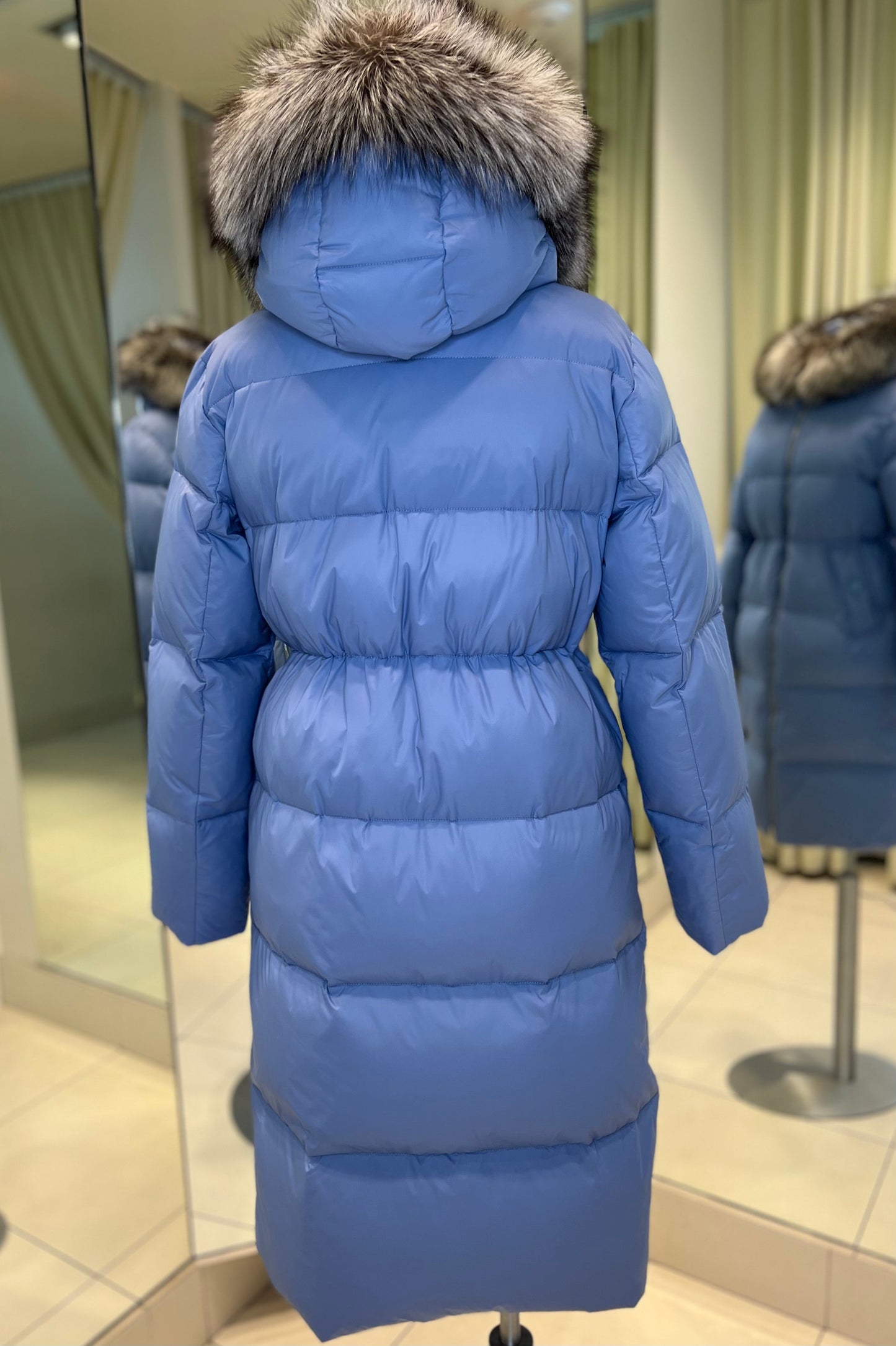 Mirabelle Genuine Silver Fox Fur Down Fill Coat