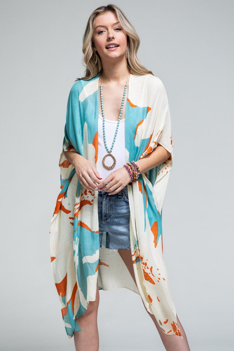 Ocean Bloom Kimono Wrap Aquamarine