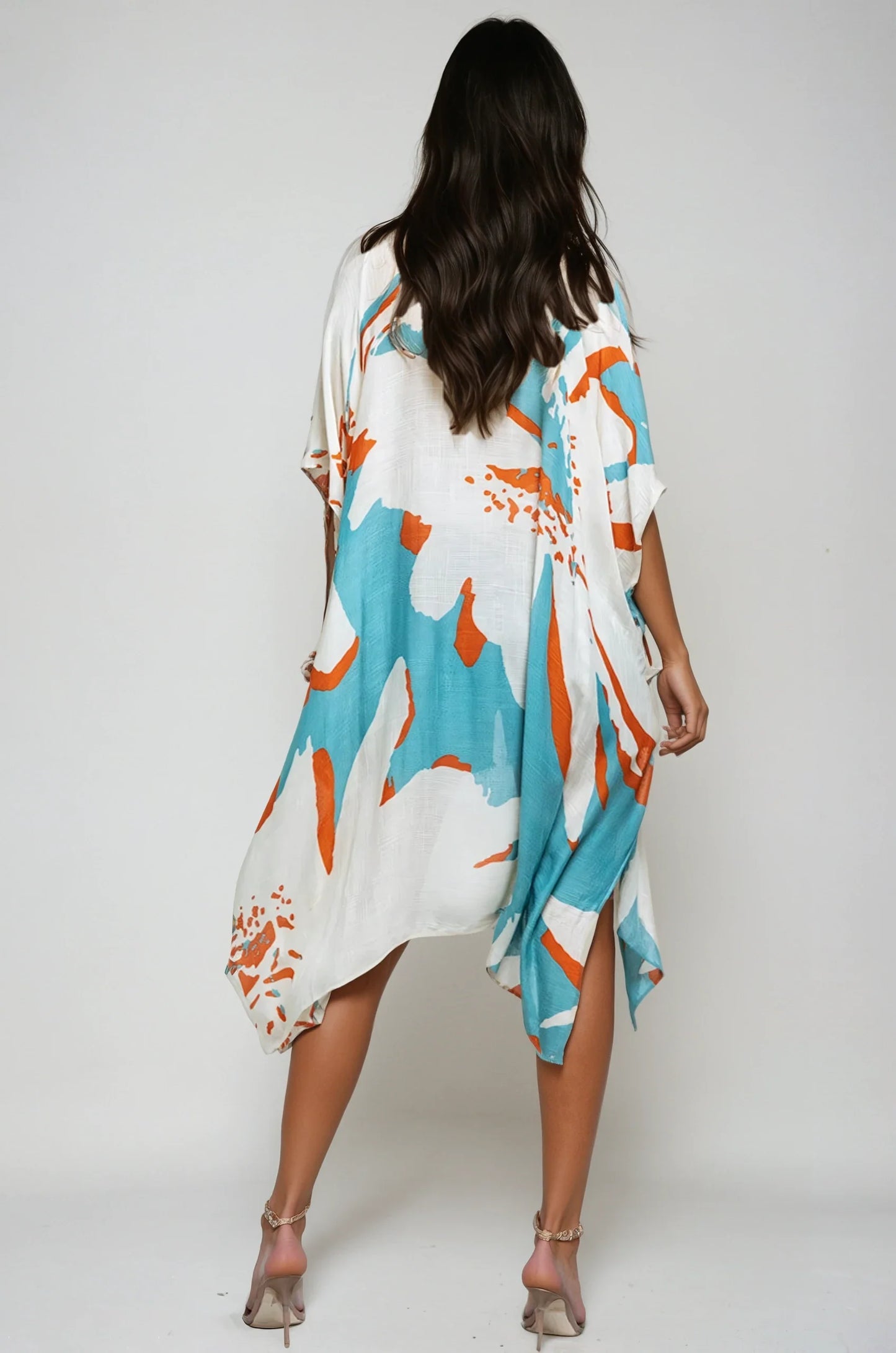 Kimono enveloppant Ocean Bloom aigue-marine