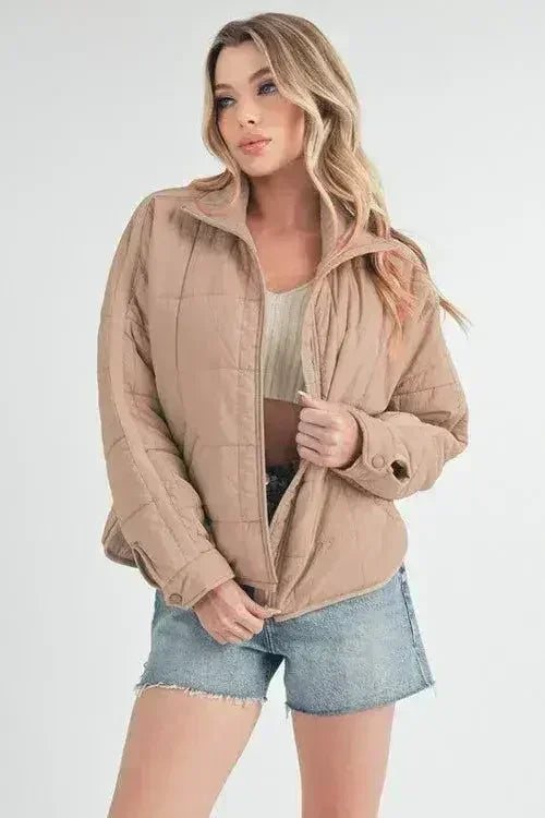 Aemi + Co Quilted Zip Up Puffer Jacket
