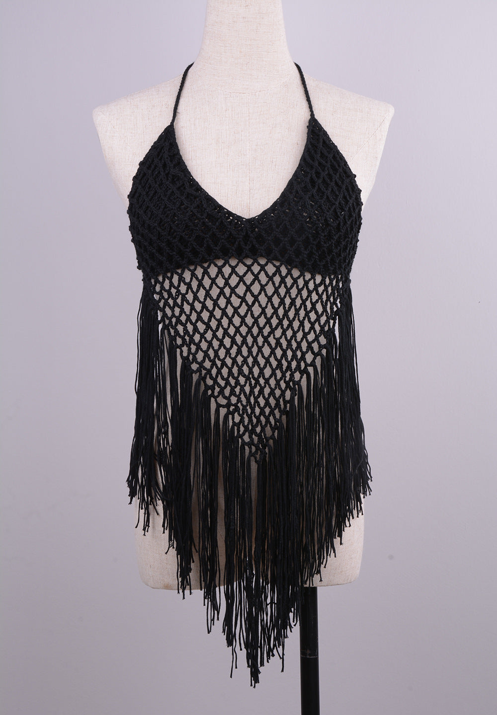 Internet Hand Woven Beach Hollow Out Cutout Tassel Split Swimsuit Set Factory Direct