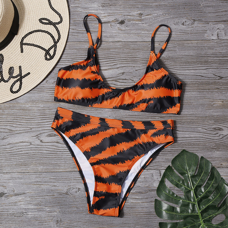 Swimwear Sexy Stripes Split Swimsuit Bikini