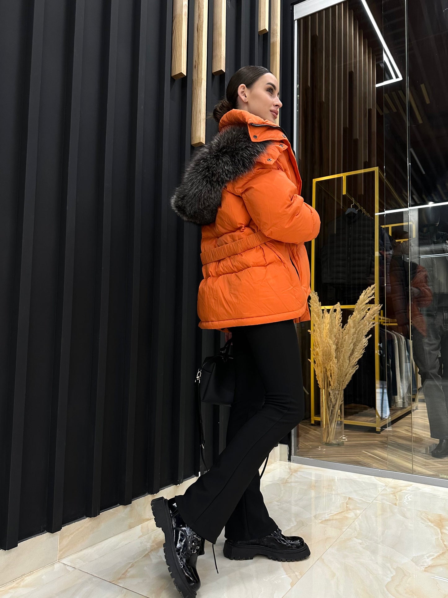 Veste en duvet de renard argenté véritable