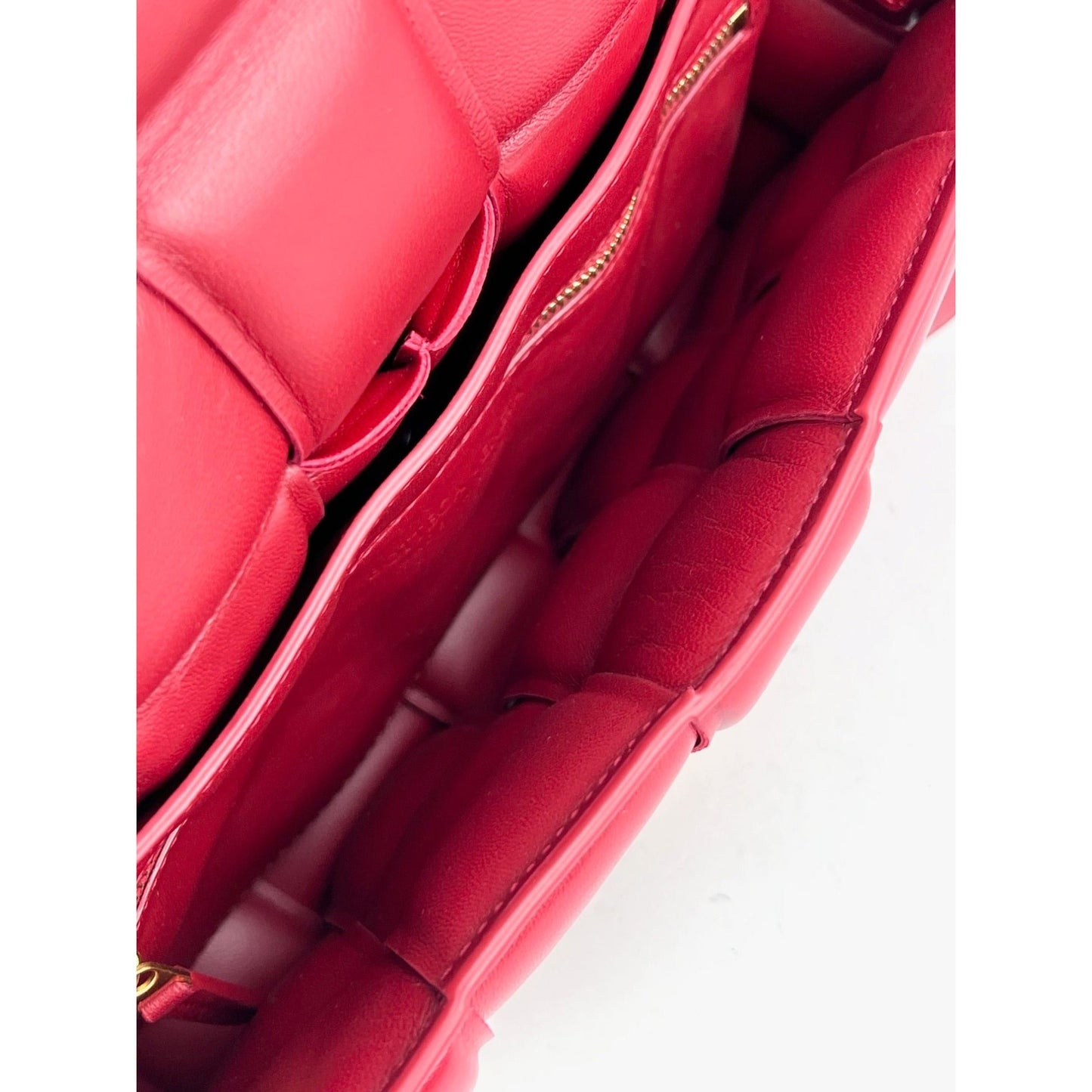 Bottega Veneta Red Nappa Maxi Intreccio Padded Cassette Crossbody Bag