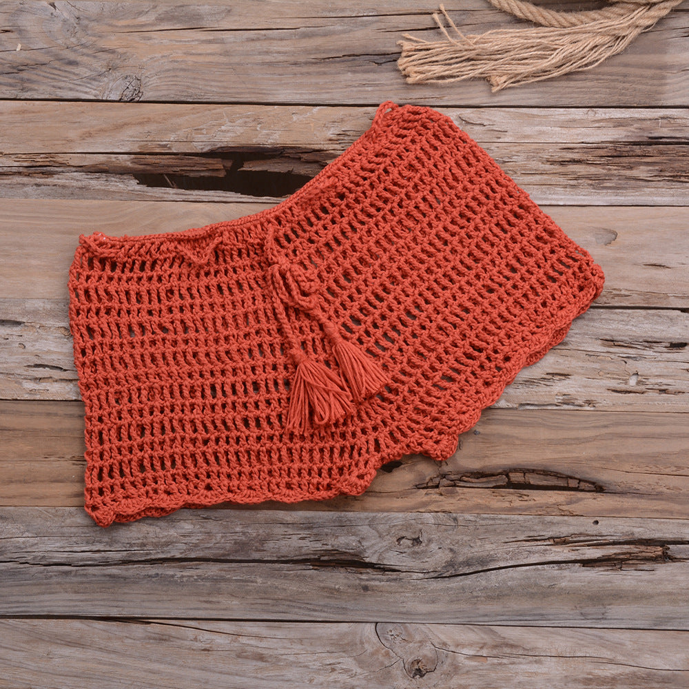 Hand Woven Beach Swimming Trunks Lace Up Cutout Boxers