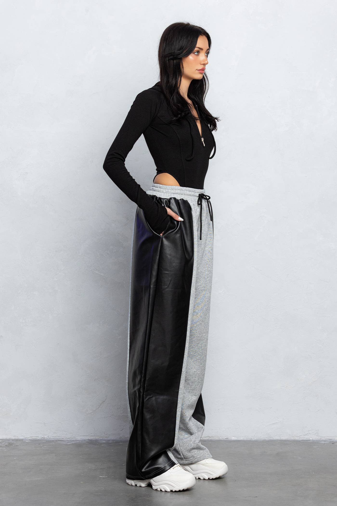 Marissa Faux Leather Detail Sweatpants Luxury Loungewear