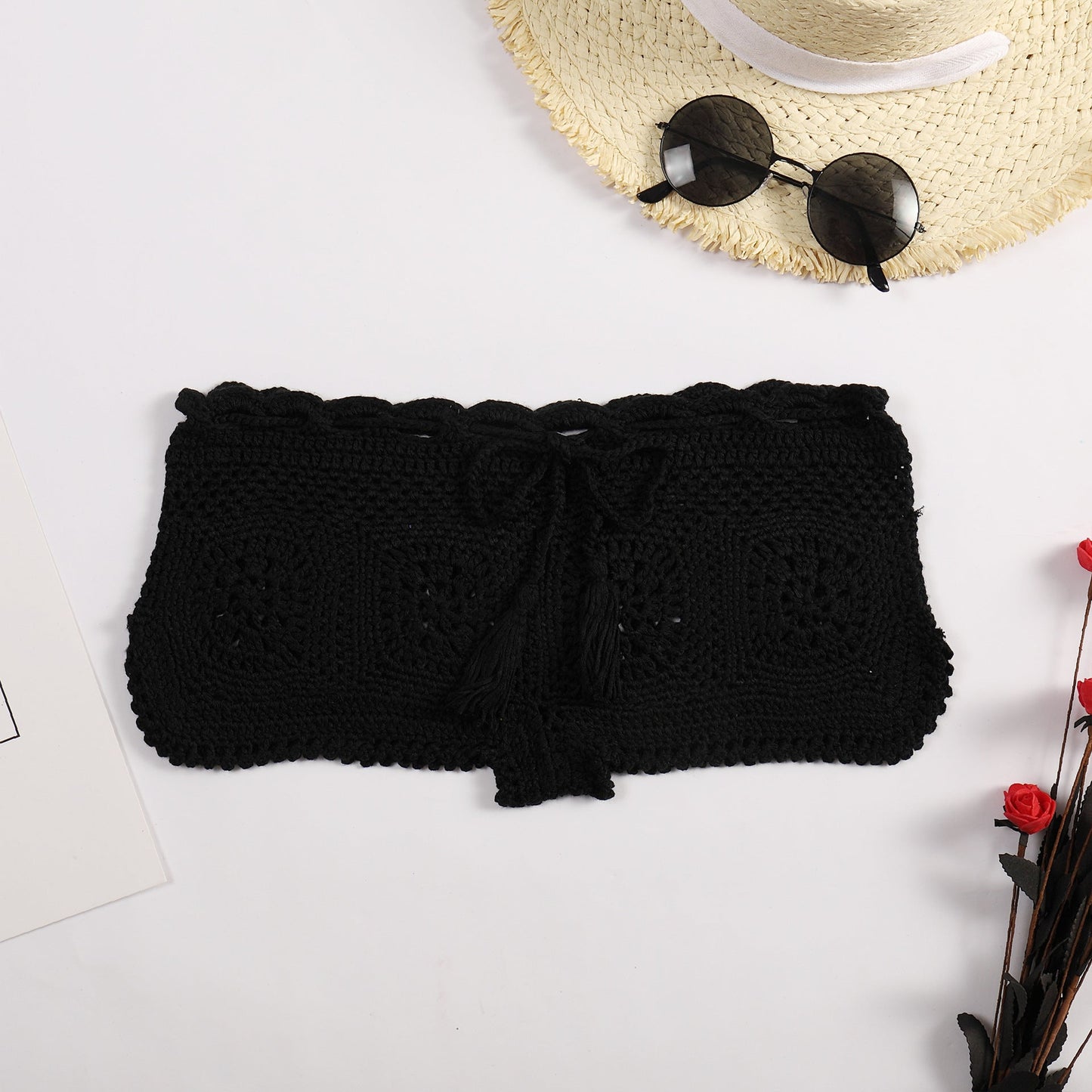 Beach Boyshorts Solid Color Women Sexy Bikini Swimming Trunks Crochet hook