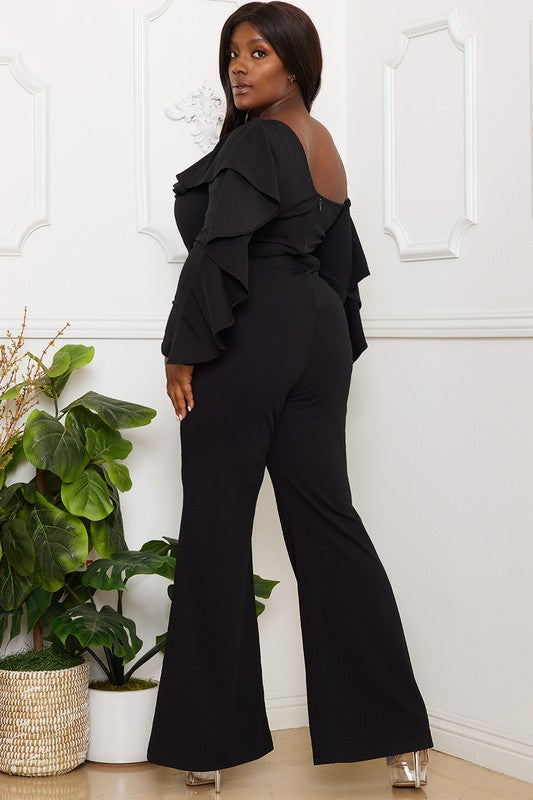 Reign Ruffle One Shoulder Plus Size Jumpsuit