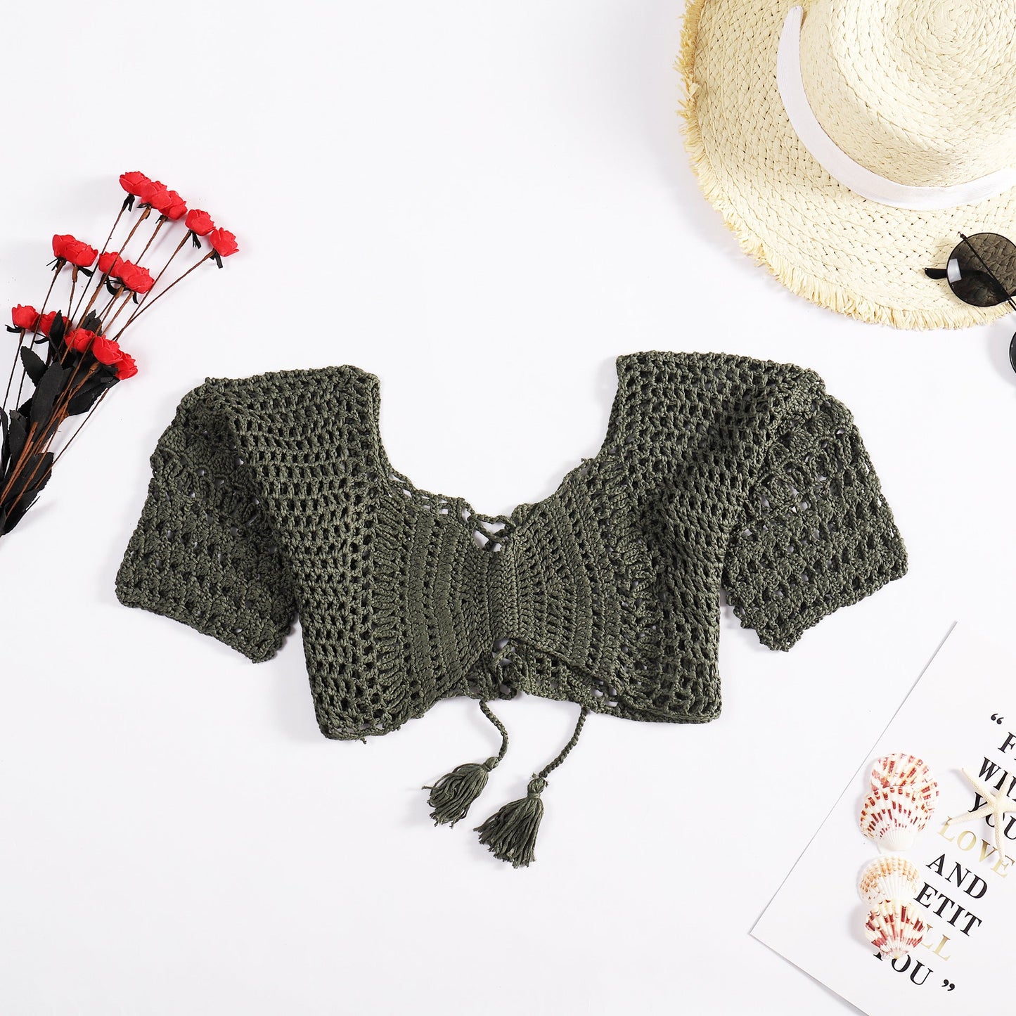 Summer Hand Crocheting Knitting Beach Cover Up Sexy Hollow Out Cutout Swimsuit Tops Women Crochet hook
