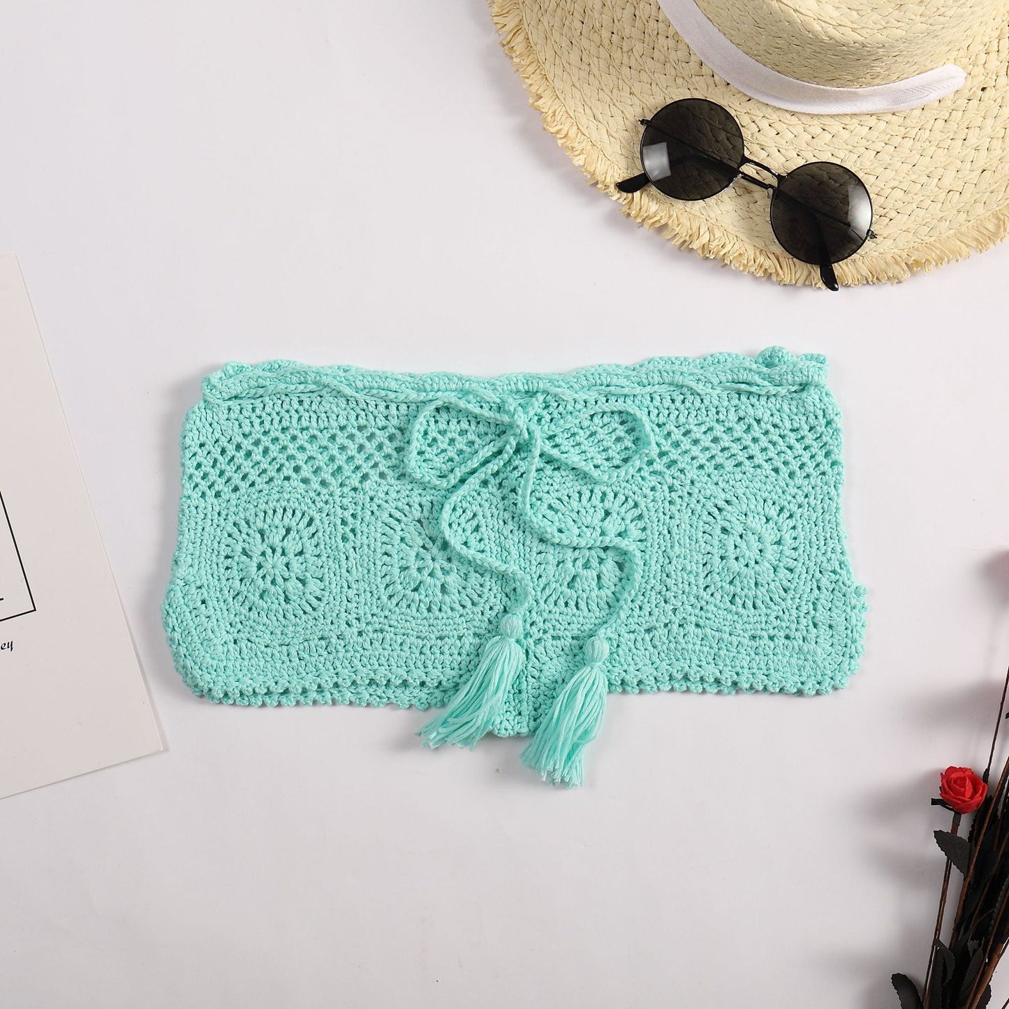 Beach Boyshorts Solid Color Women Sexy Bikini Swimming Trunks Crochet hook