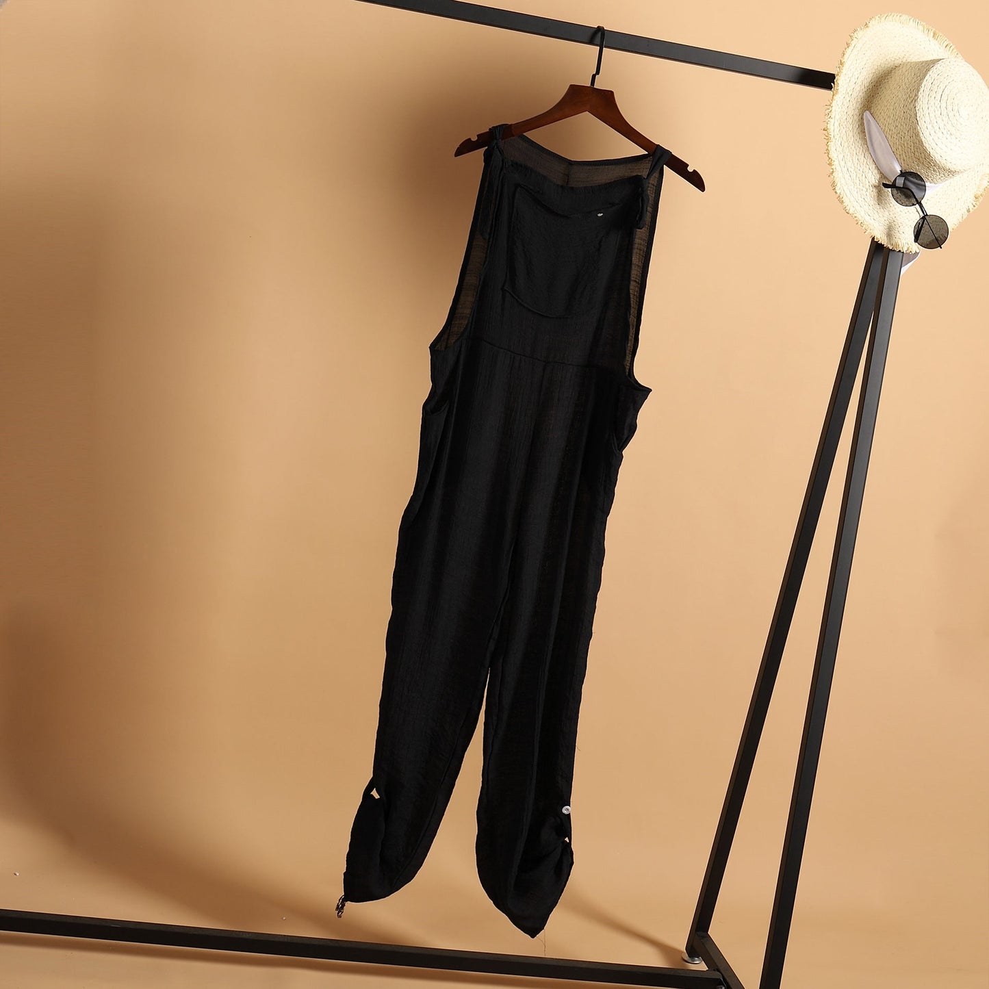 Autumn Casual Beach Trousers Solid Color Wide Leg Jumpsuit Playsuit Women