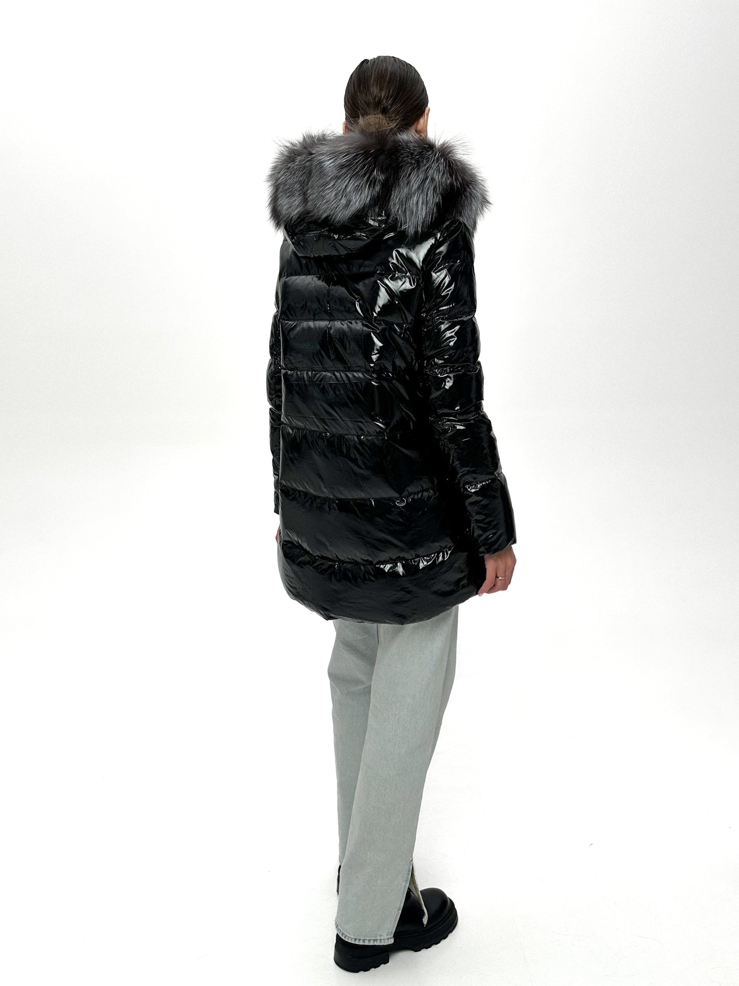 Onyx Genuine Silver Fox Fur Down Parka