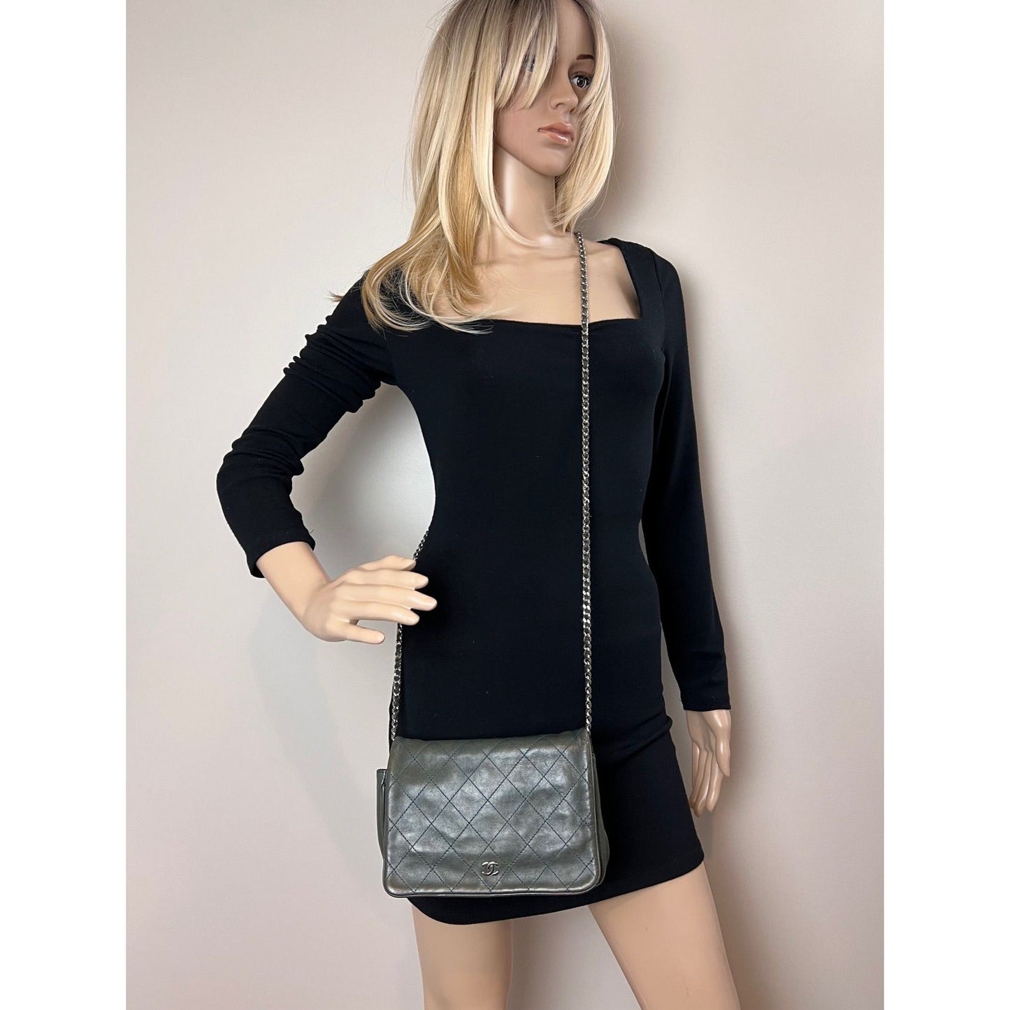 Chanel Quilted Lambskin Stitched Wallet on a Chain Crossbody Bag