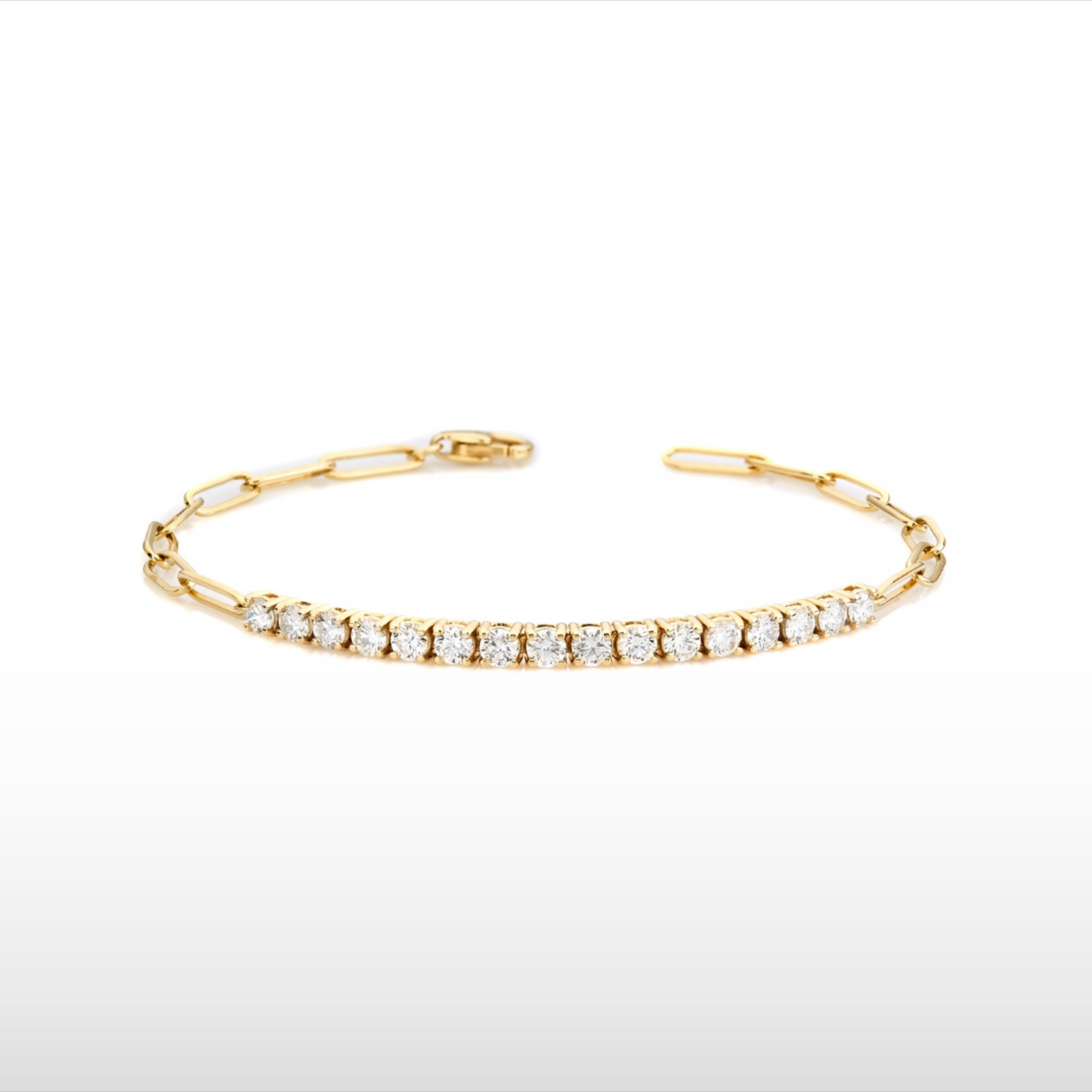 Natural Diamond Paperclip Bracelet in 14K Gold – 1.60ctw