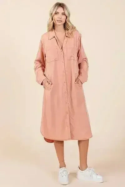 Mittoshop Button Down Long Sleeve Shirt Dress