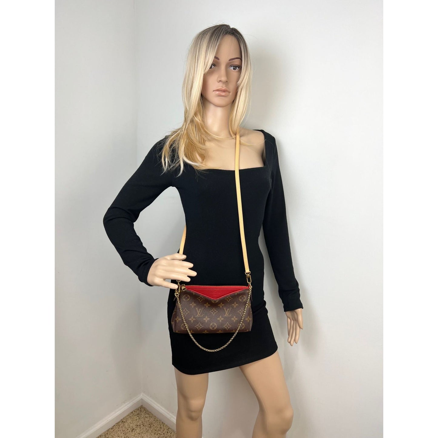 LOUIS VUITTON Pallas Monogram Clutch Cherry Crossbody