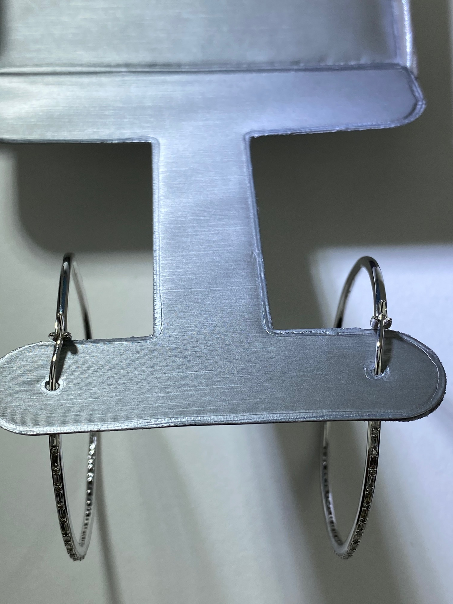 Zales 1/2 CT. T.W. Baguette and Round Diamond Alternating Hoop Earrings in 10K White Gold New