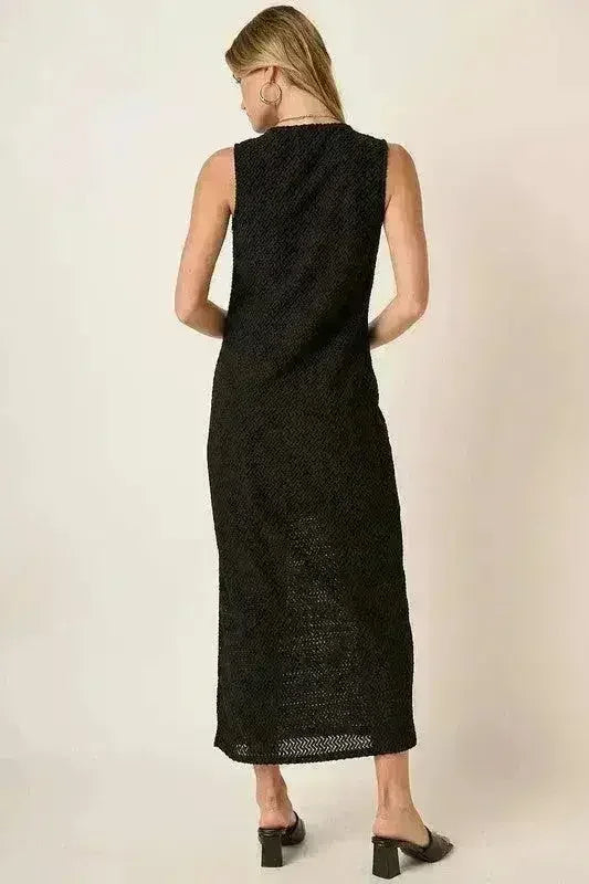 Mittoshop Side Slit Dress – Sleeveless Round Neck w/Slit