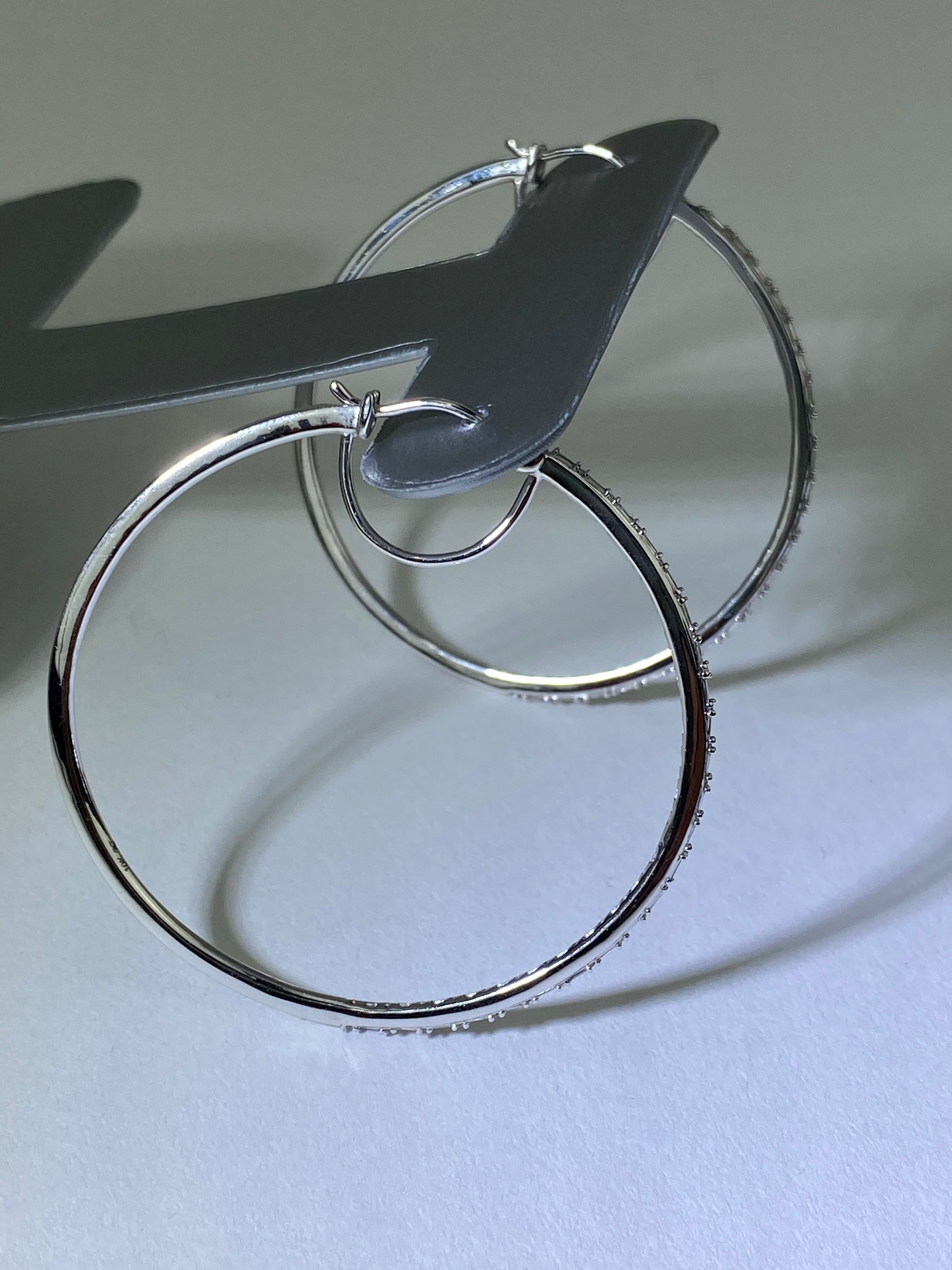 Zales 1/2 CT. T.W. Baguette and Round Diamond Alternating Hoop Earrings in 10K White Gold New