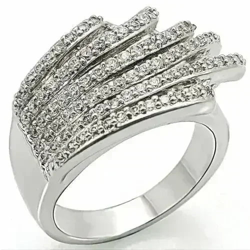 1W018 Rhodium Brass Ring – AAA CZ Stone (9.20g) | Hypoallergenic