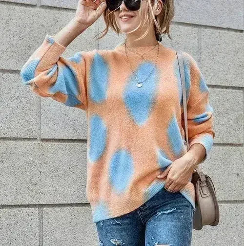 Pattern Drop Shoulder Sweater - Oversized Winter | Femstylo